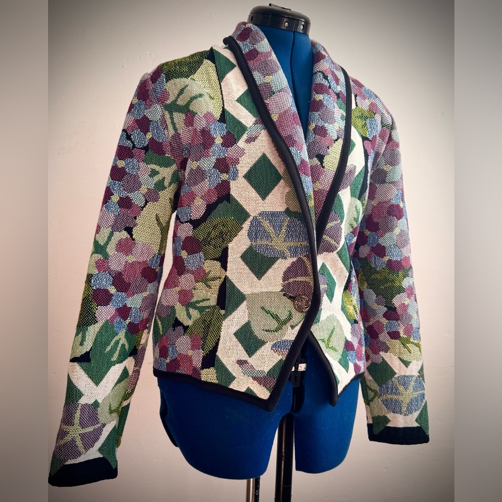 Claire Murray Tapestry Style Geometric Pattern Vintage Blazer, Small